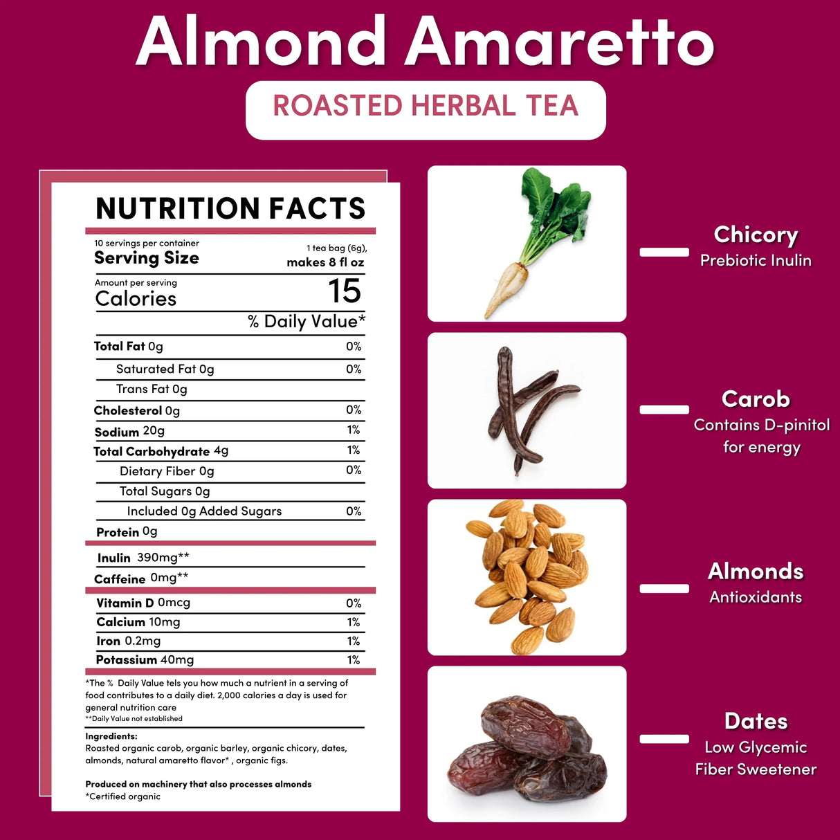 Té de hierbas tostado de almendra amaretto