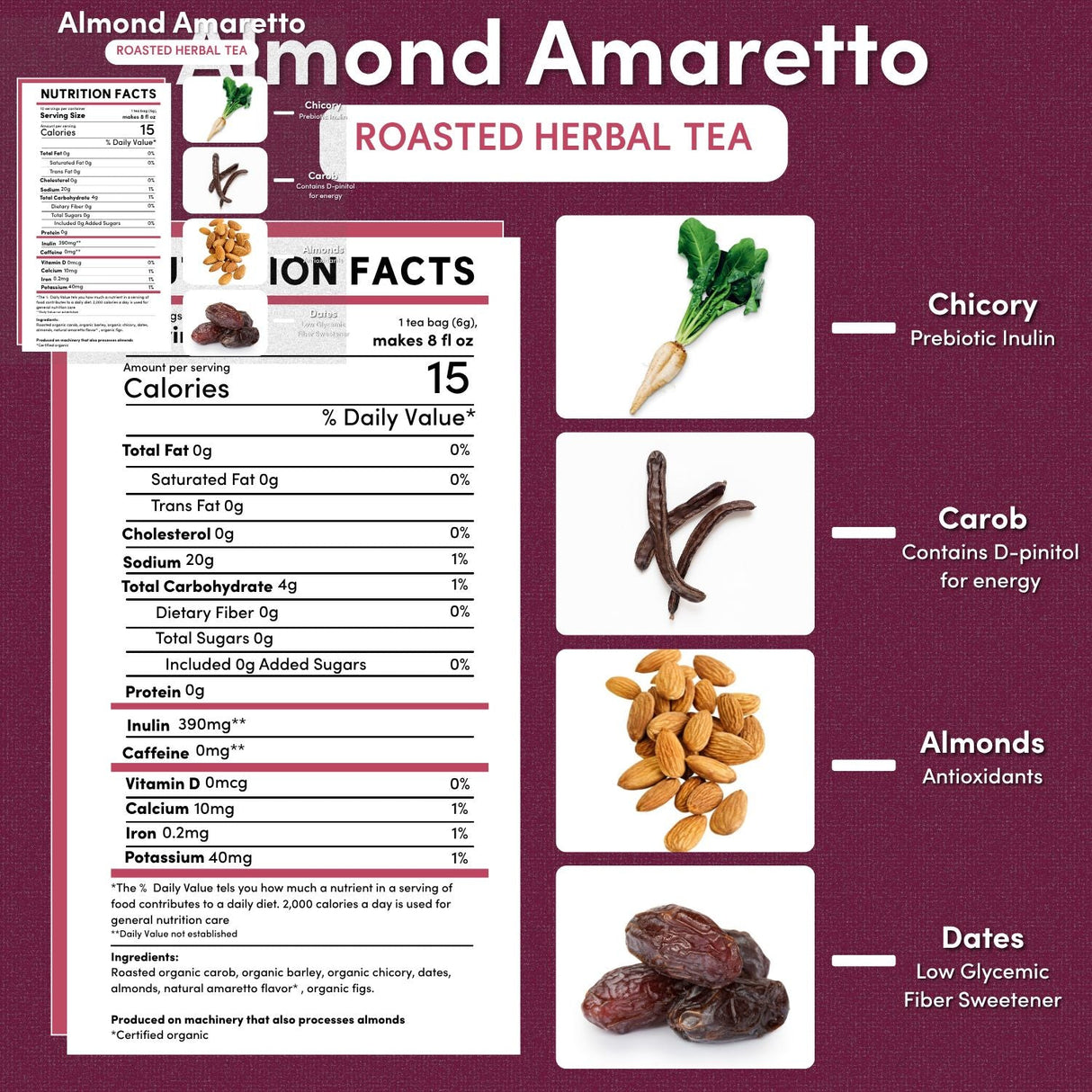 Té de hierbas tostado de almendra amaretto