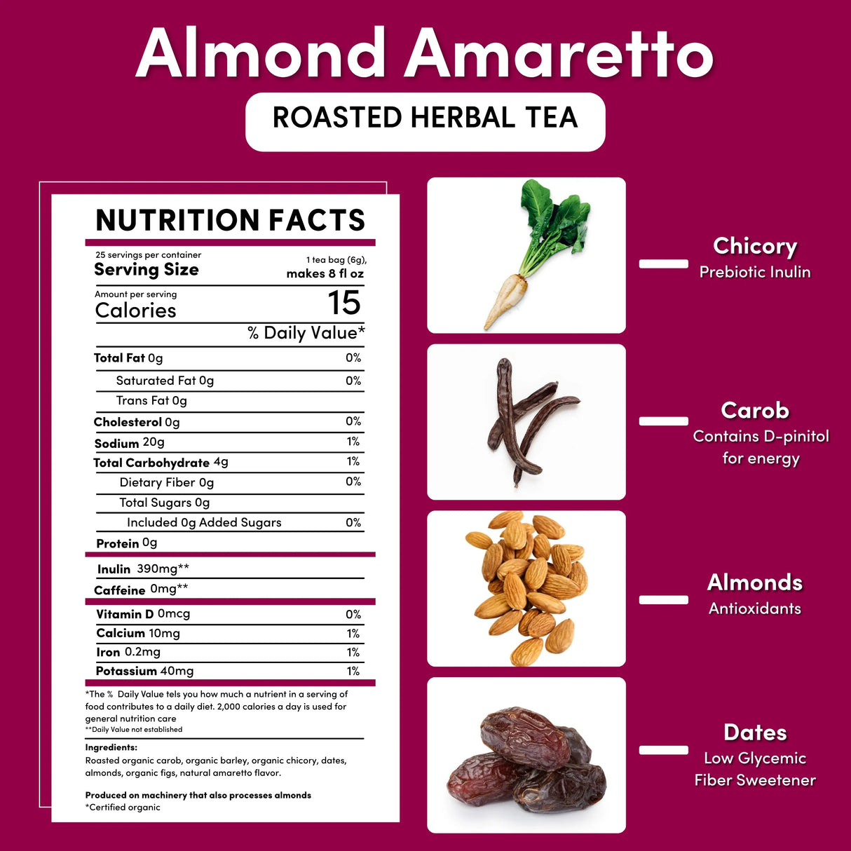 Té de hierbas tostado de almendra amaretto