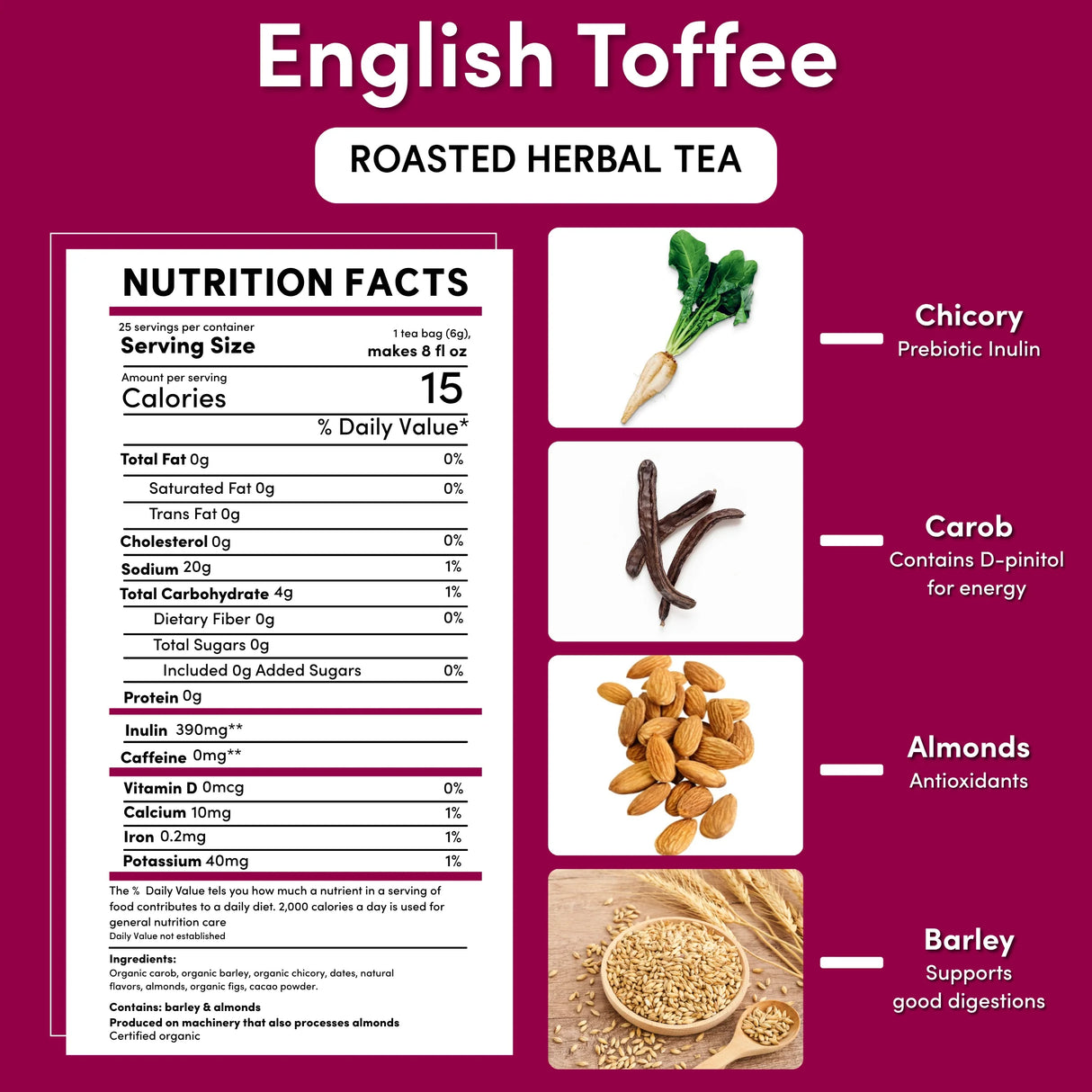 Té Herbal Tostado Sabor Toffee Inglés
