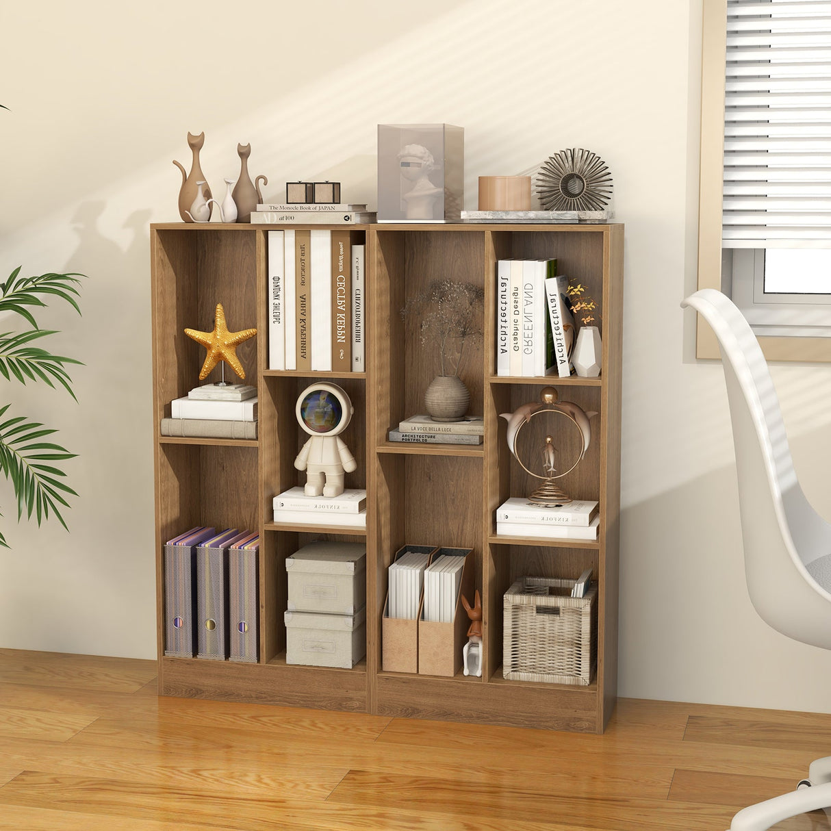 Librería de piso de 41 pulgadas y 5 cubos con 2 kits antivuelco
