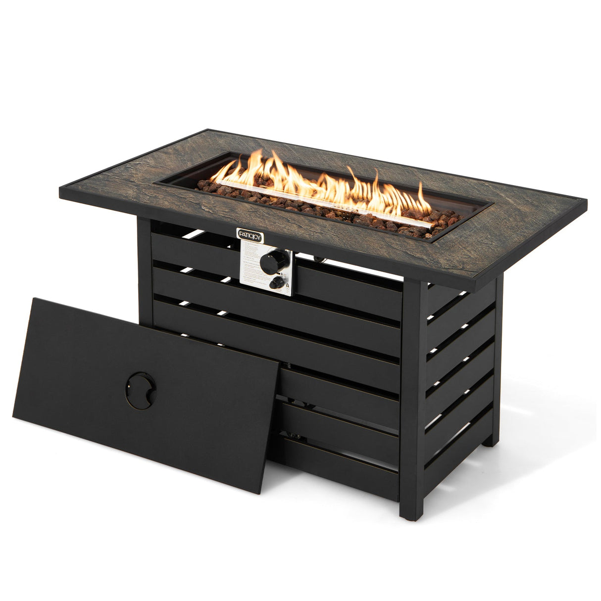 Mesa fogata de propano de 42 pulgadas y 50000 BTU con superficie de polvo mineral