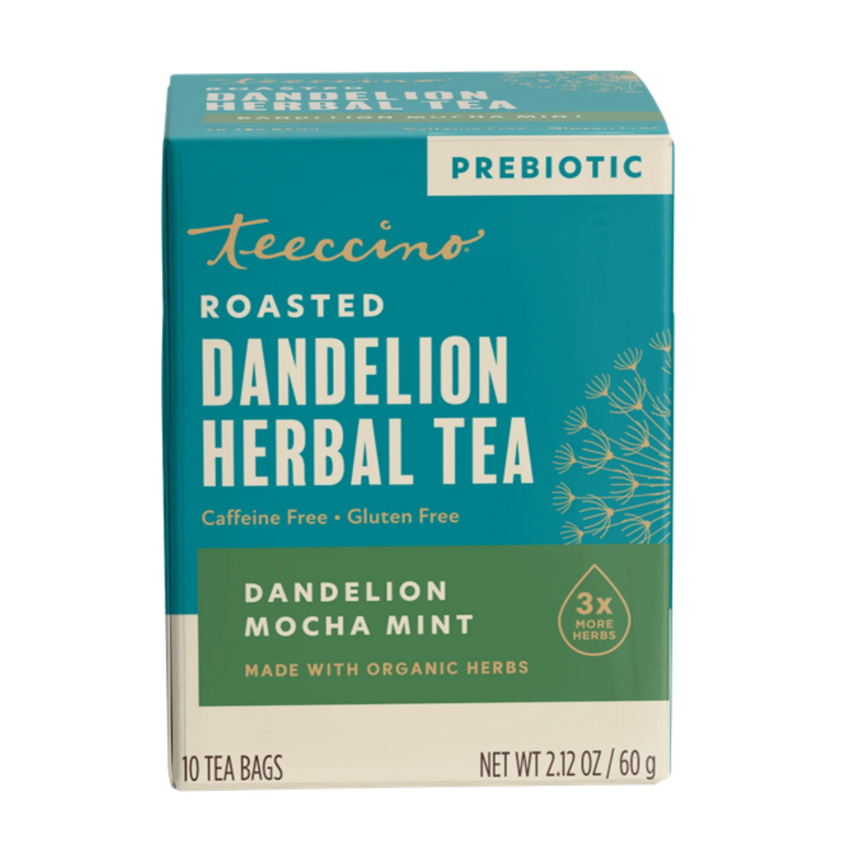 Té de hierbas tostado de diente de león con mocha y menta