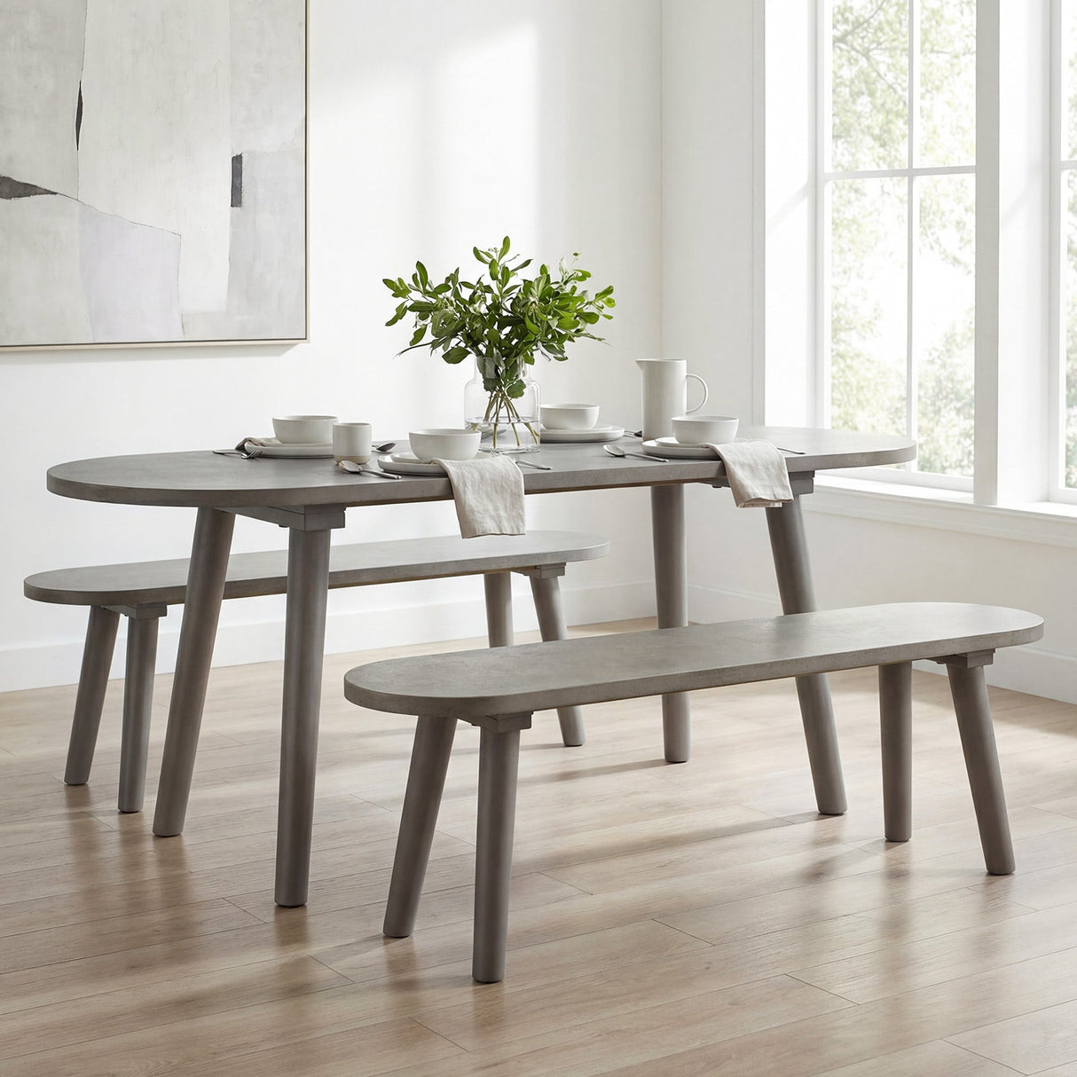 Banco de comedor rústico de madera maciza de 43 pulgadas, banco rústico de madera para entrada con patas de caucho - Gris