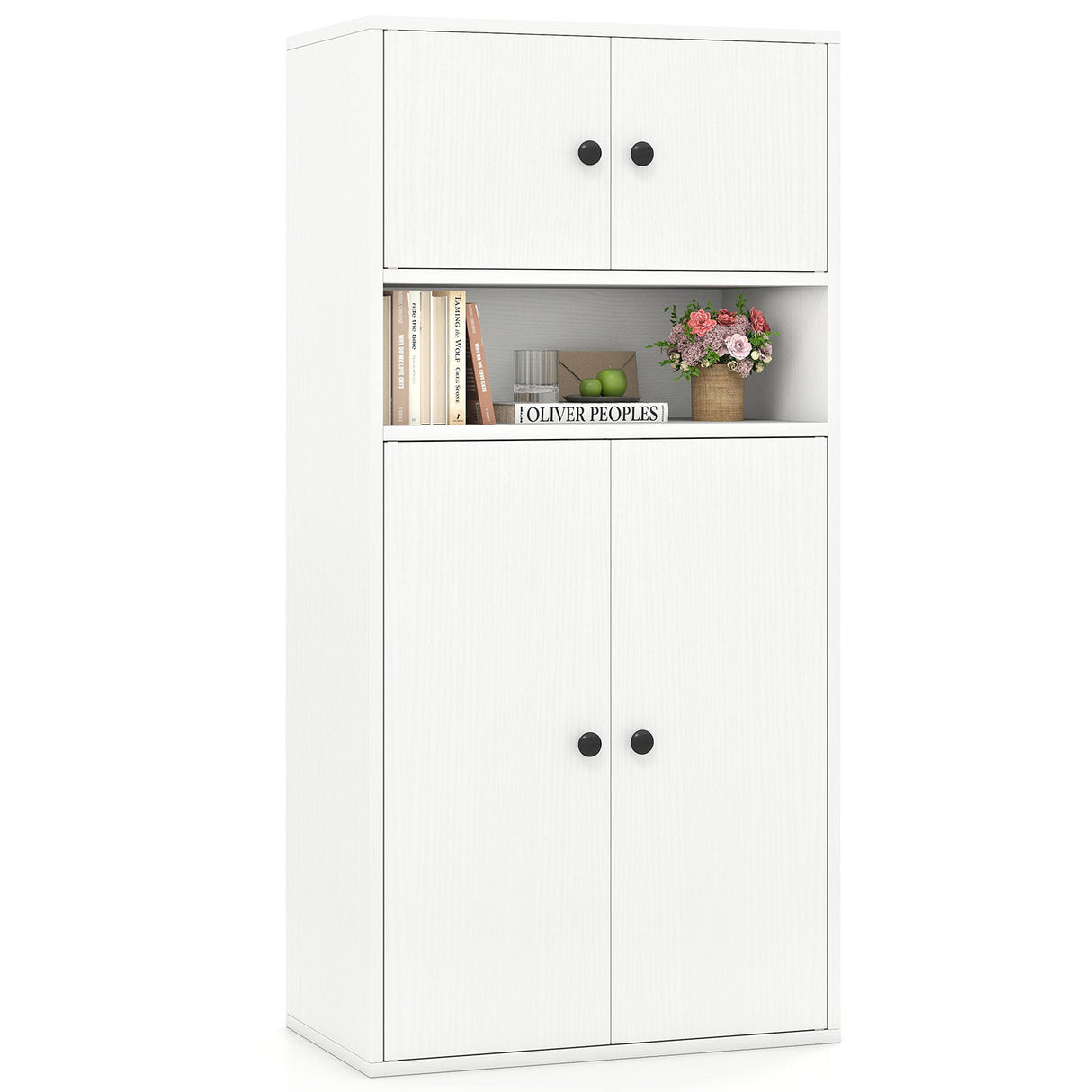 Estantería de 44 Pulgadas de Alto con Puertas y Estante Ajustable