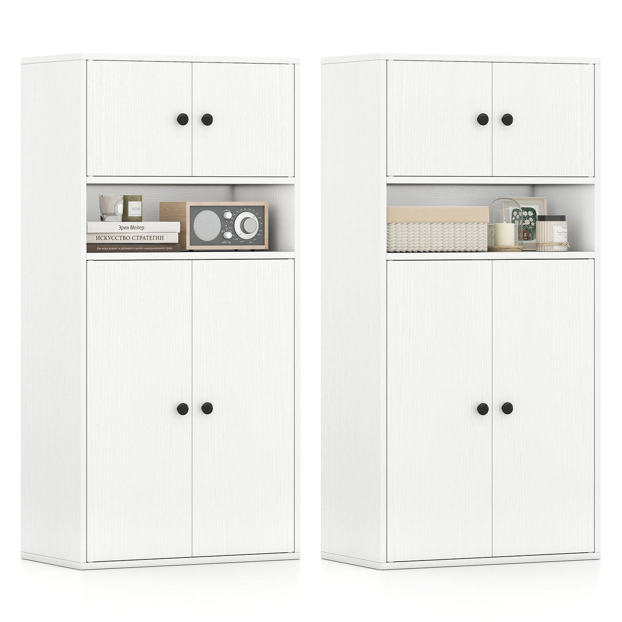 Estantería de 44 Pulgadas de Alto con Puertas y Estante Ajustable