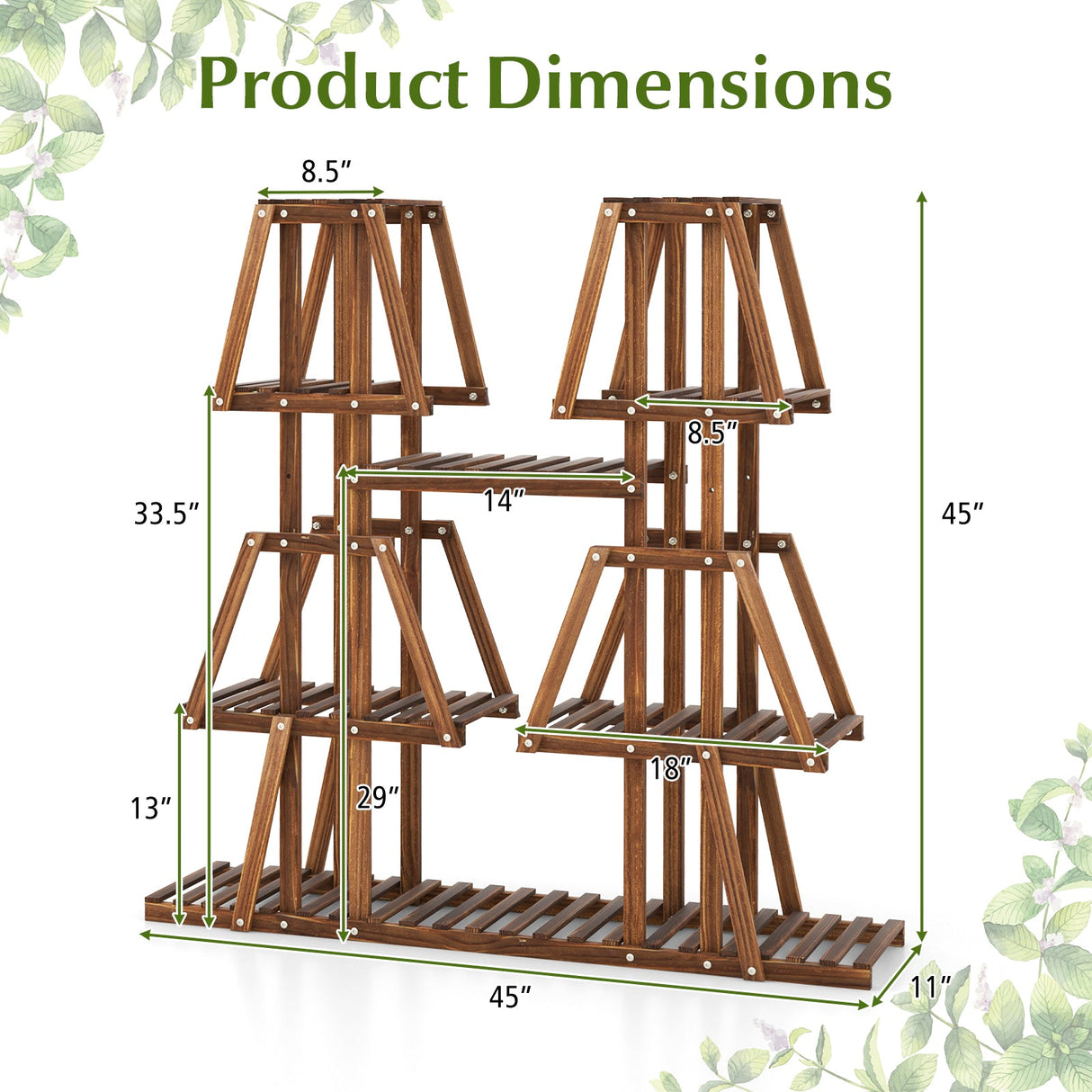 Soporte de madera de 5 niveles para 10 macetas y varias plantas