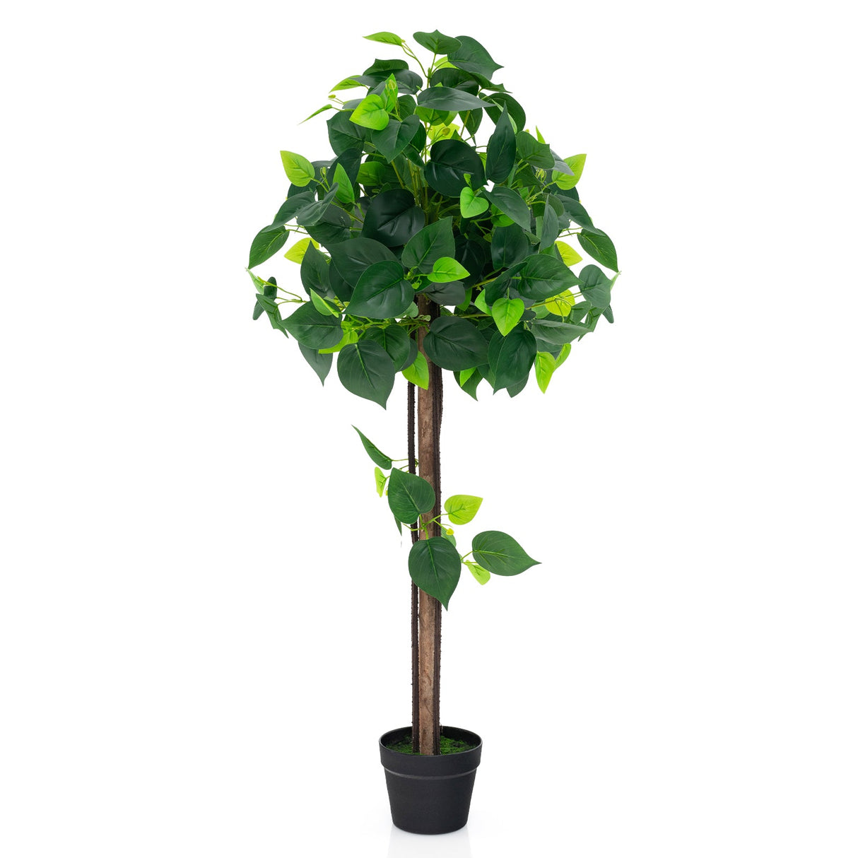 Árbol de hortensias artificial de 45 pulgadas con tronco de madera real y hojas de hortensia realistas