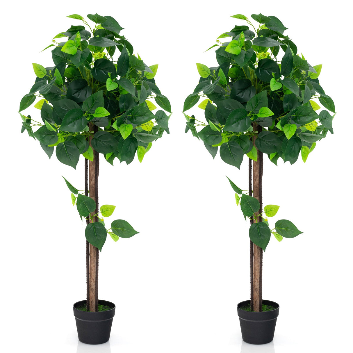 Árbol de hortensias artificial de 45 pulgadas con tronco de madera real y hojas de hortensia realistas