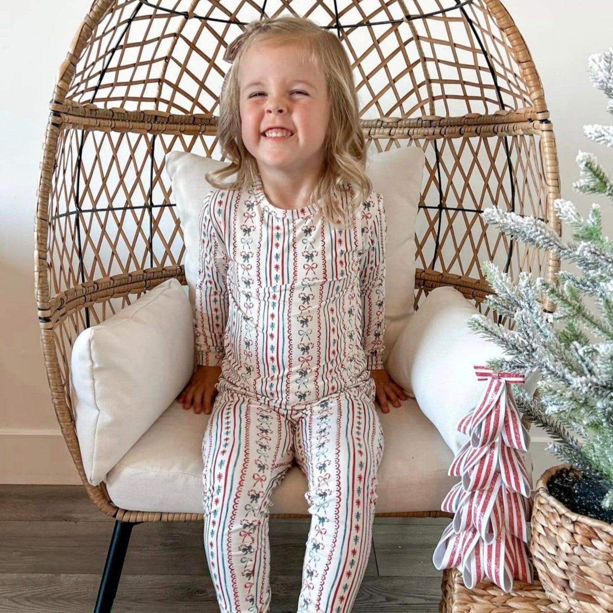 Pijama navideño de bambú de bastones de caramelo - Conjunto de 2 piezas
