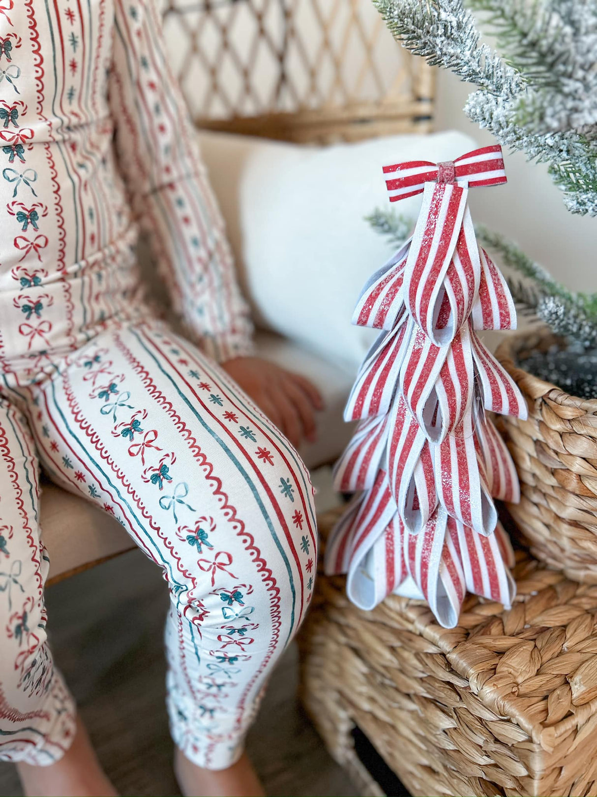 Pijama navideño de bambú de bastones de caramelo - Conjunto de 2 piezas