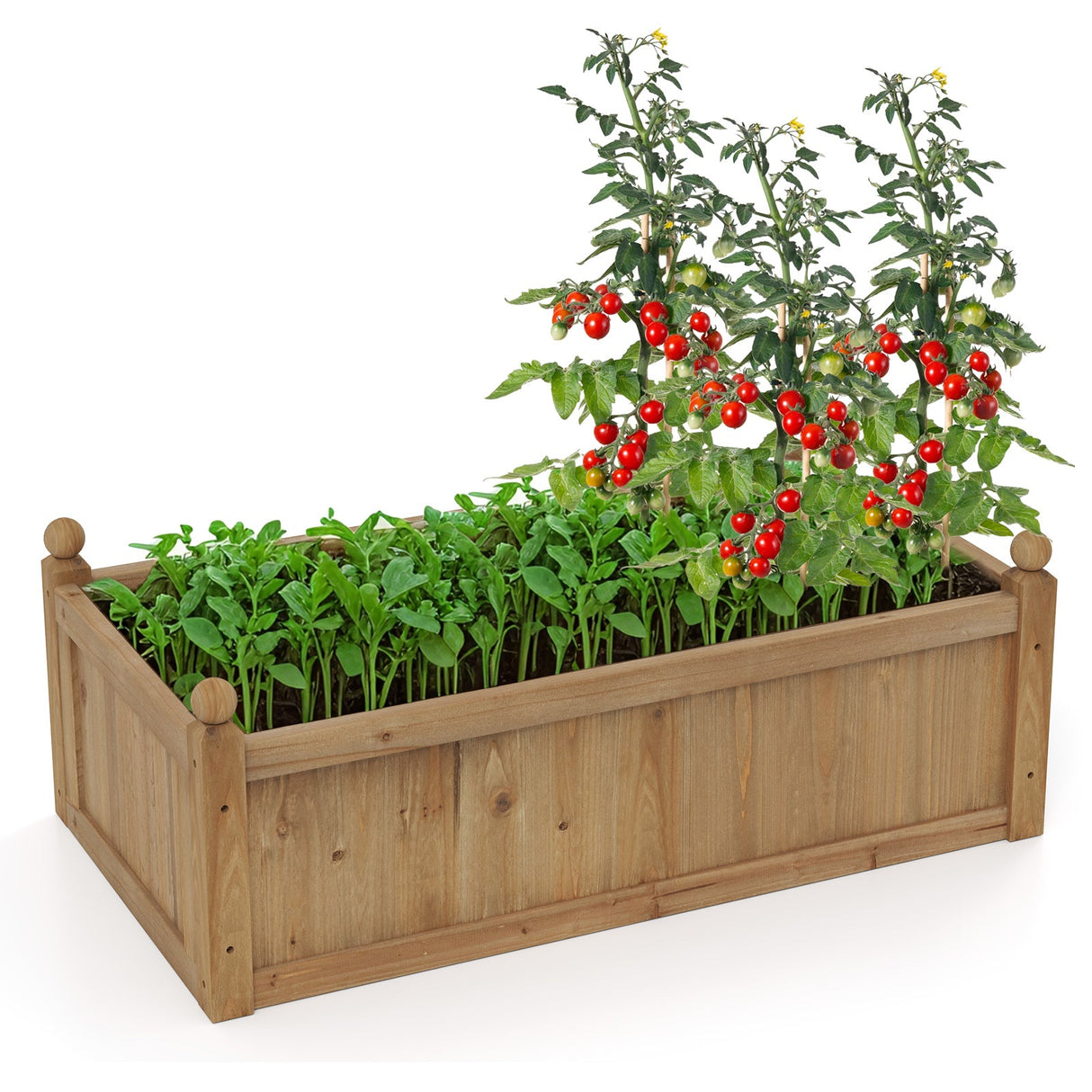 Macetero rectangular de 46 x 24 x 16 pulgadas con orificios de drenaje para jardín, patio o césped - Marrón