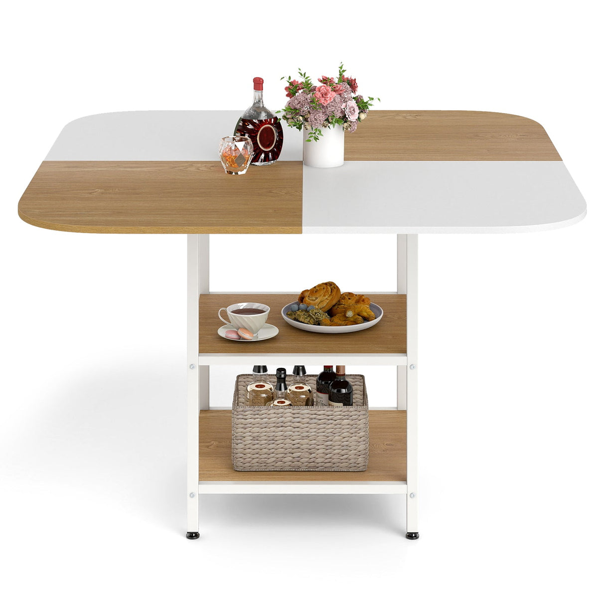 Mesa de comedor moderna cuadrada de 47.5 pulgadas con tablero de colores mezclados