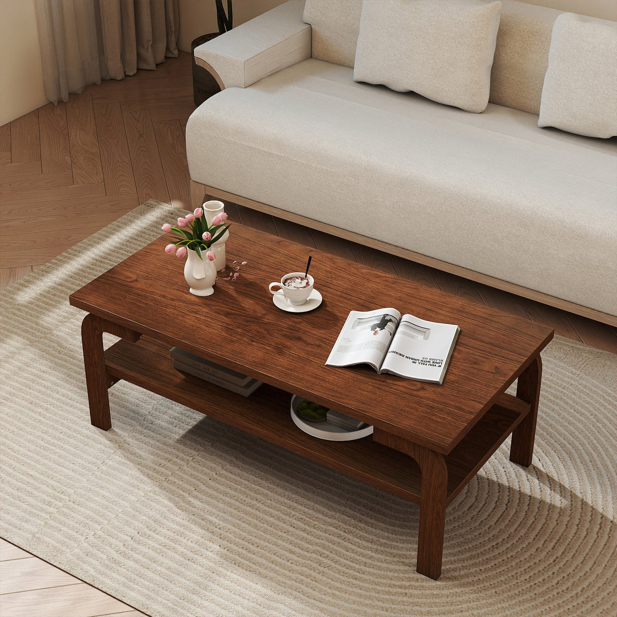 Mesa de centro rectangular decorativa de 47 pulgadas para sala de estar