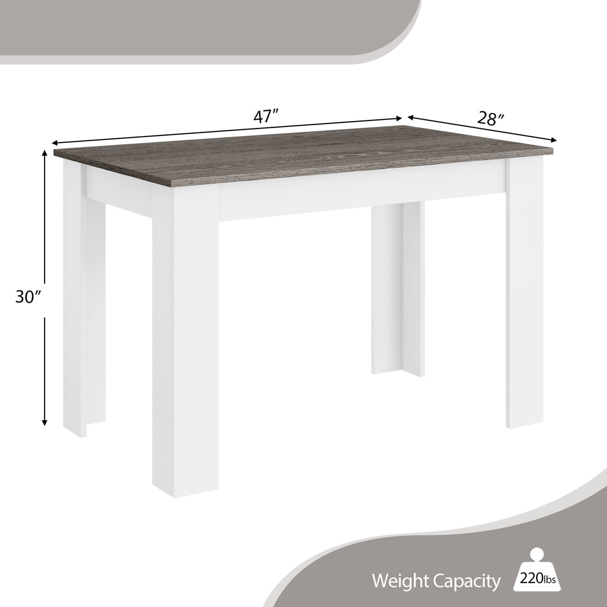 Mesa de comedor de 47 pulgadas para cocina y comedor