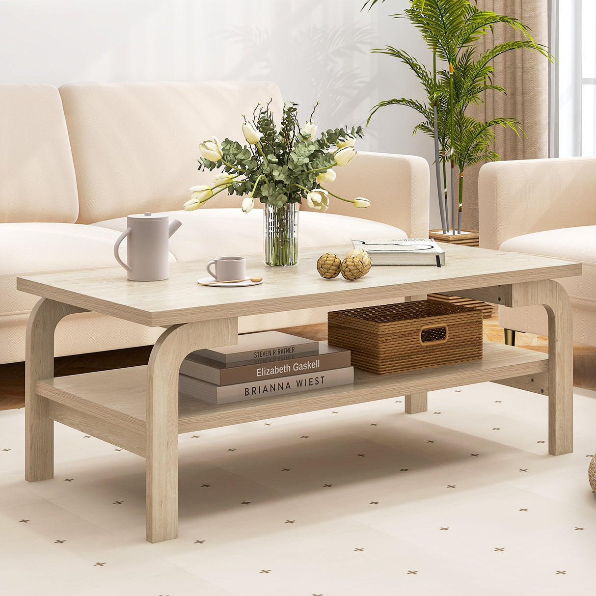 Mesa de centro rectangular decorativa de 47 pulgadas para sala de estar