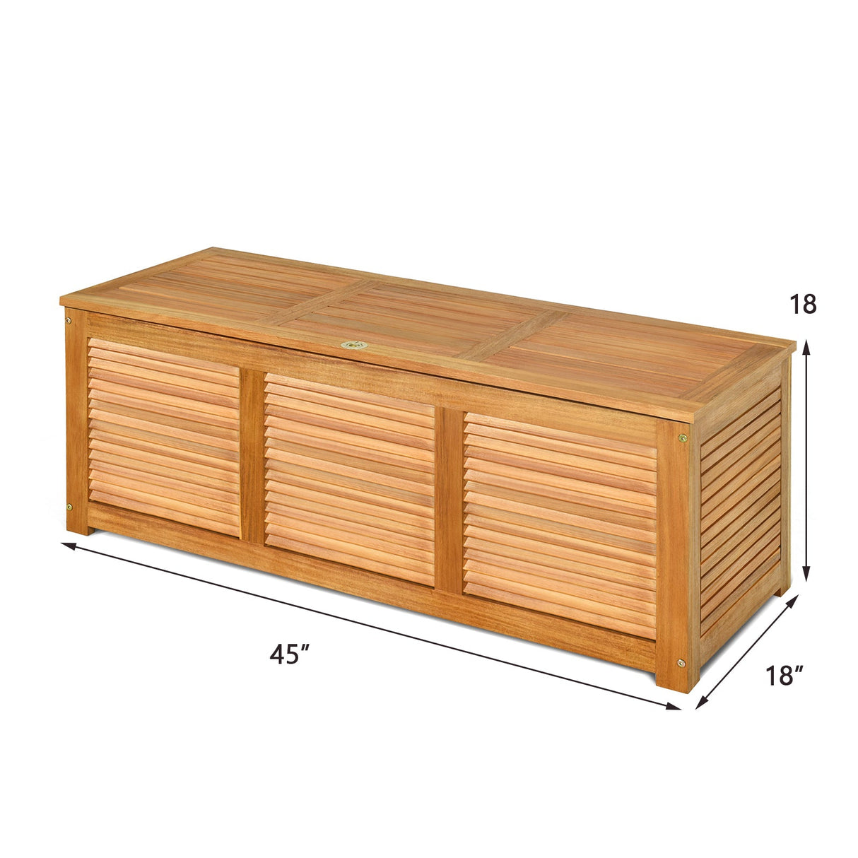 Caja banco de almacenamiento de madera de acacia de 46 galones para patio o jardín