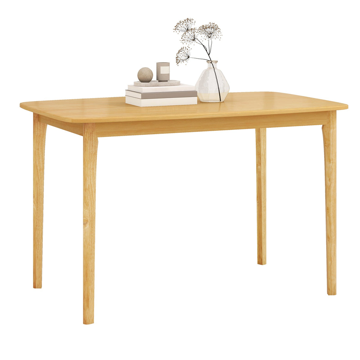 Mesa de comedor de madera maciza de 48 pulgadas con patas de apoyo de madera de caucho para cocina comedor