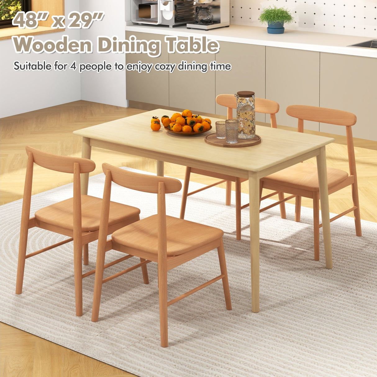 Mesa de comedor de madera de 48 pulgadas para 4 personas
