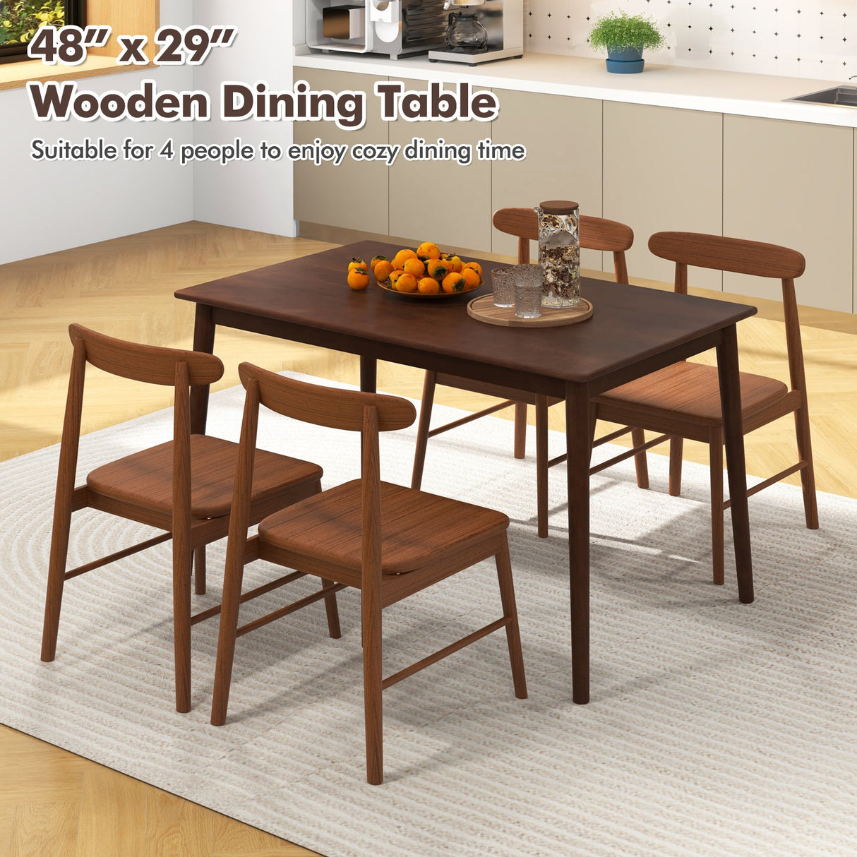 Mesa de comedor de madera de 48 pulgadas para 4 personas