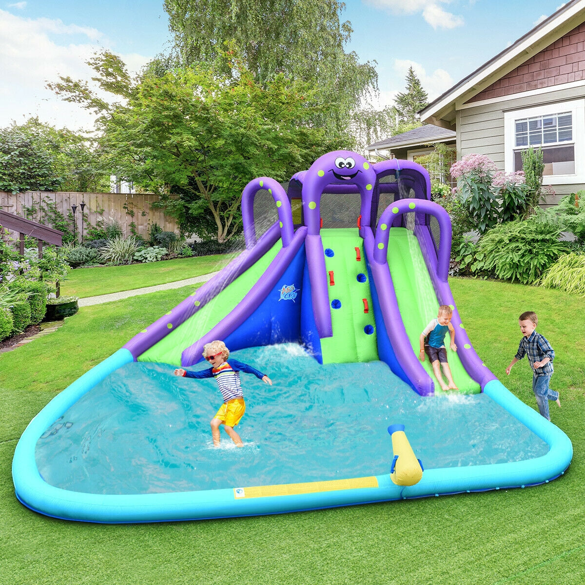 Parque Inflable de Agua y Arena Mighty Bounce House con Piscina Grande