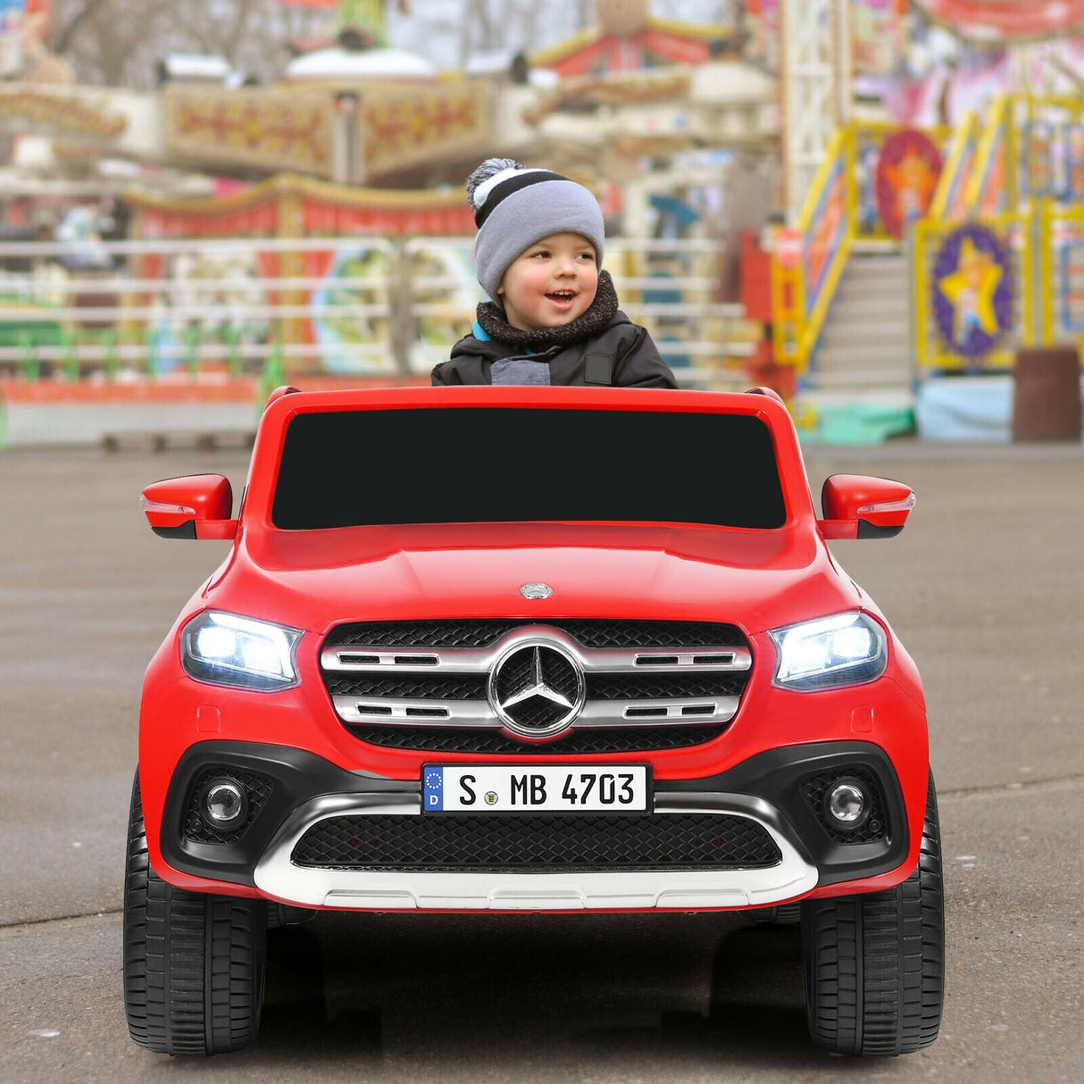 Coche Eléctrico de 12 V para Niños de 2 Plazas, con Licencia Mercedes Benz Clase X, con Mando a Distancia y Maletero - Rojo