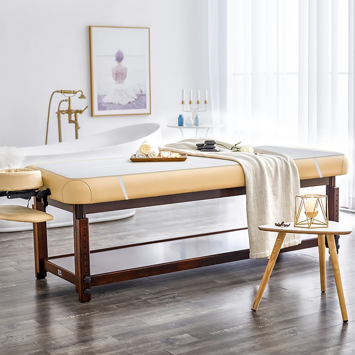 Calentador de cama de masaje de 71 x 31 pulgadas con almohadilla térmica con 5 configuraciones de calor