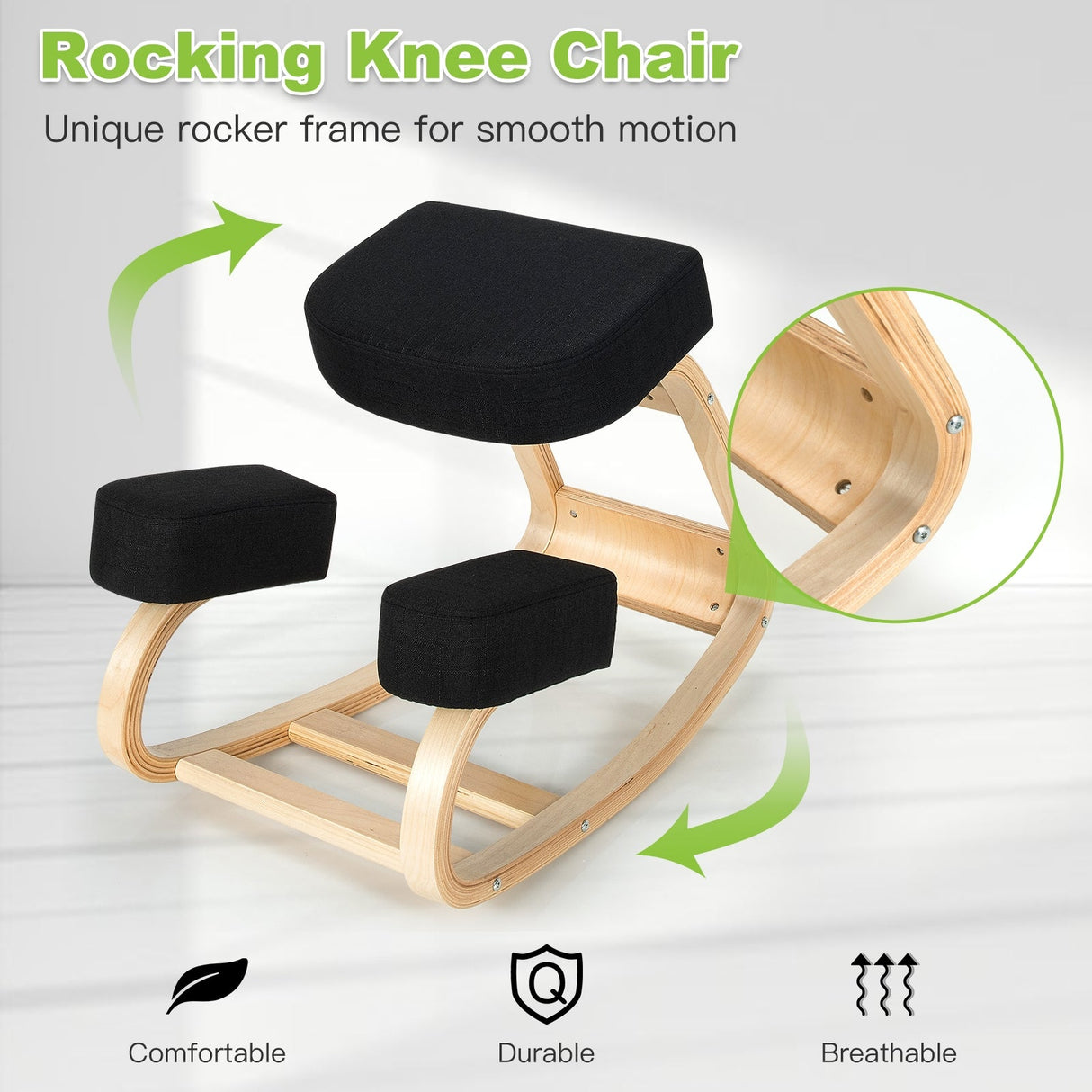 Silla ergonómica arrodillada, taburete oscilante para oficina, postura erguida