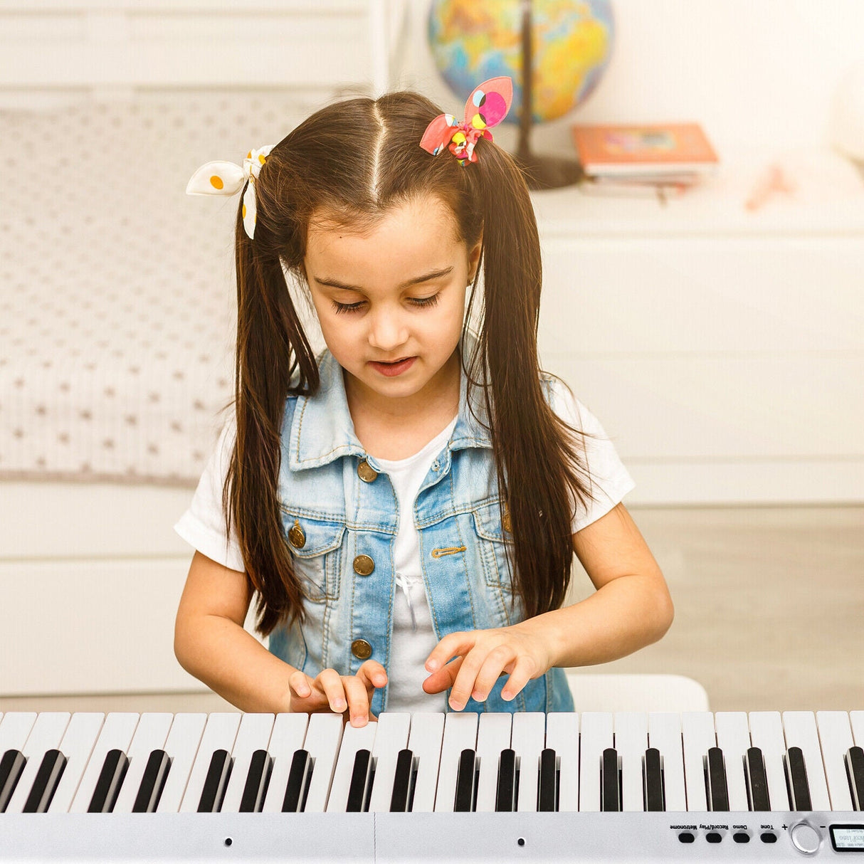 Piano eléctrico plegable de 88 teclas con luces, teclado portátil de tamaño completo MIDI