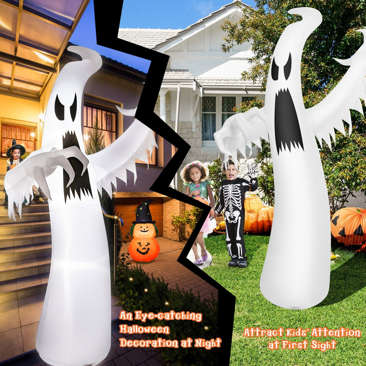Fantasma inflable de Halloween de 3.65 m con luces LED