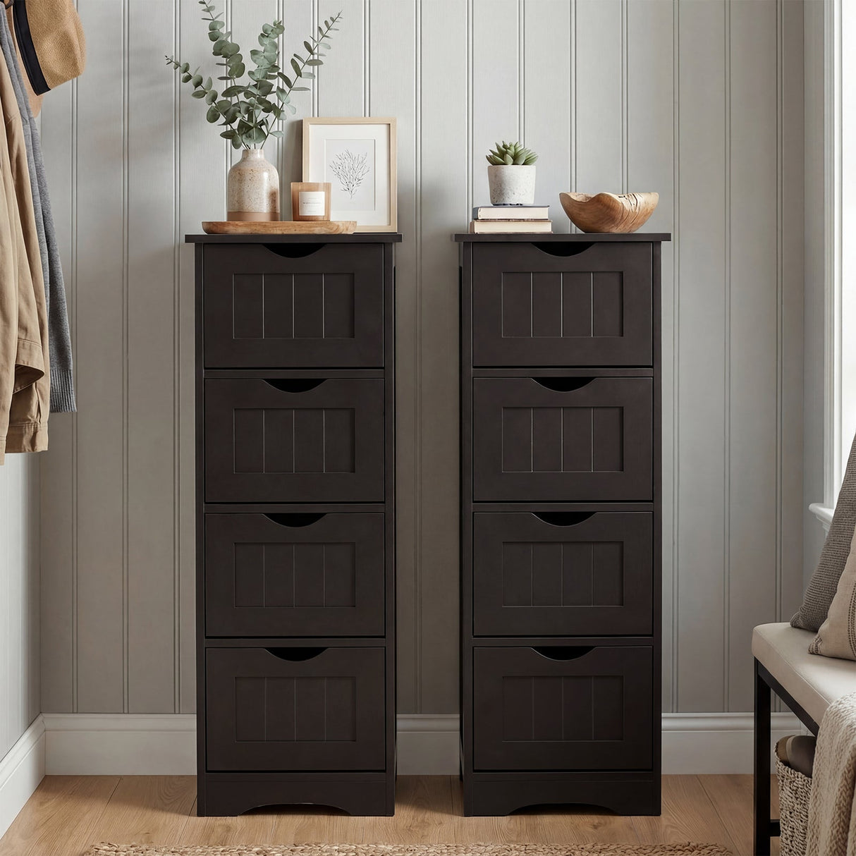 4-Drawer Freestanding Floor Cabinet with Anti-Toppling Device