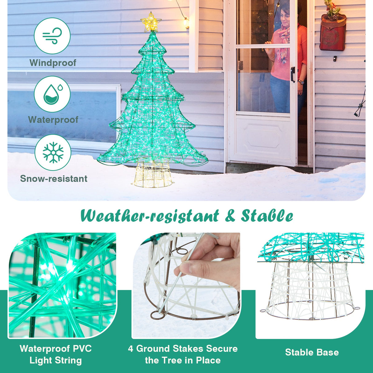Árbol de Navidad Artificial Iluminado de 4 Pies con 520 Luces LED y Estrella Superior