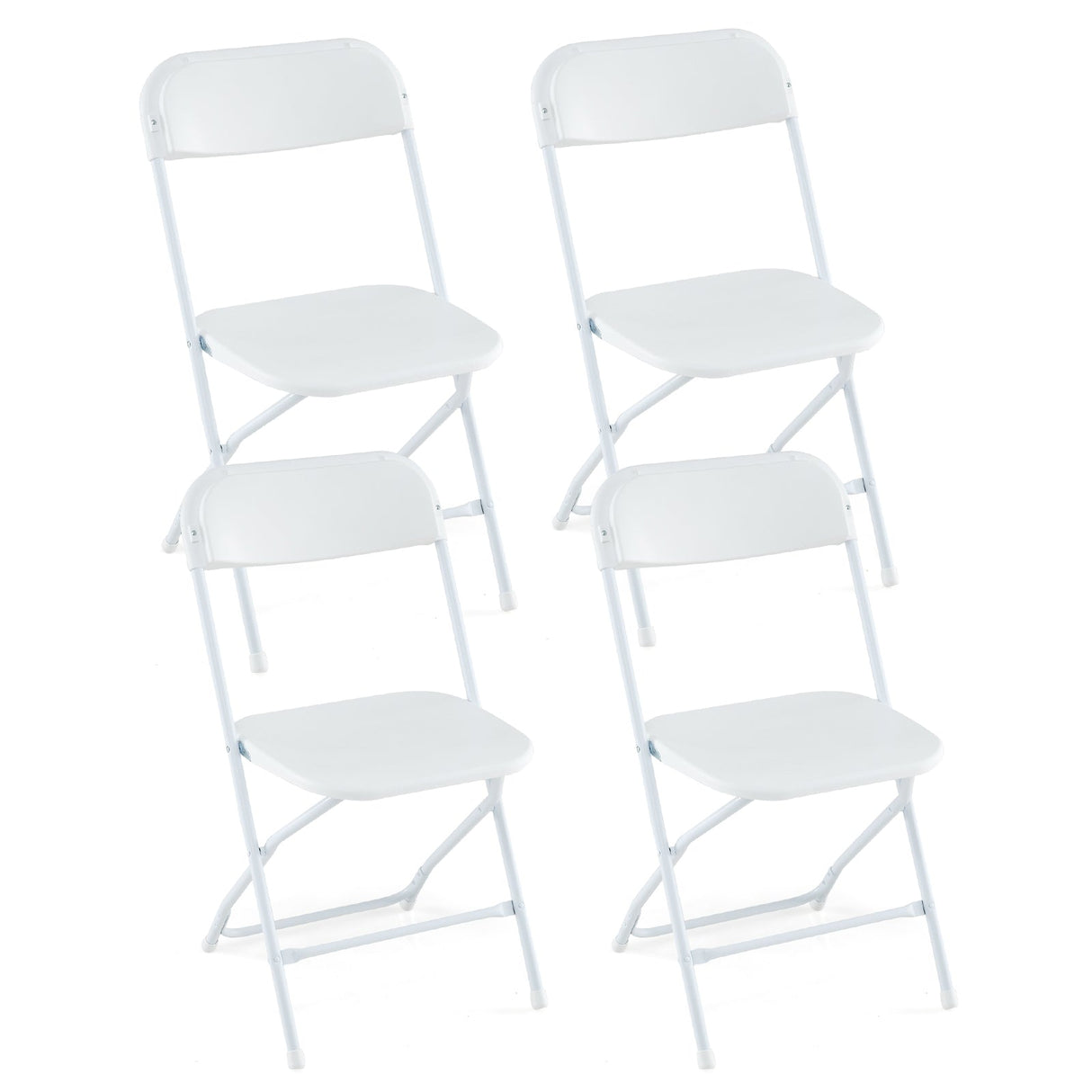 Paquete de 4 sillas plegables de metal con asiento y respaldo de plástico - Blanco
