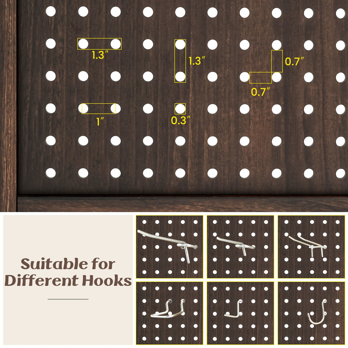 4-Panel Pegboard Display 5 Feet Tall Folding Privacy Screen for Craft Display Organized