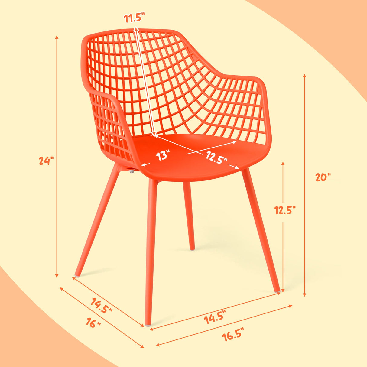 4 sillas infantiles con respaldo curvo y reposabrazos ergonómicos