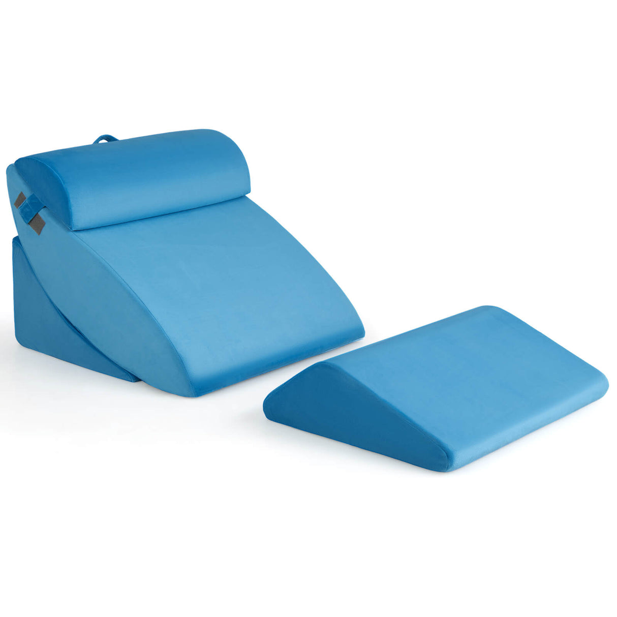 Juego de 4 almohadas ortopédicas en cuña para cama para aliviar el dolor, color azul