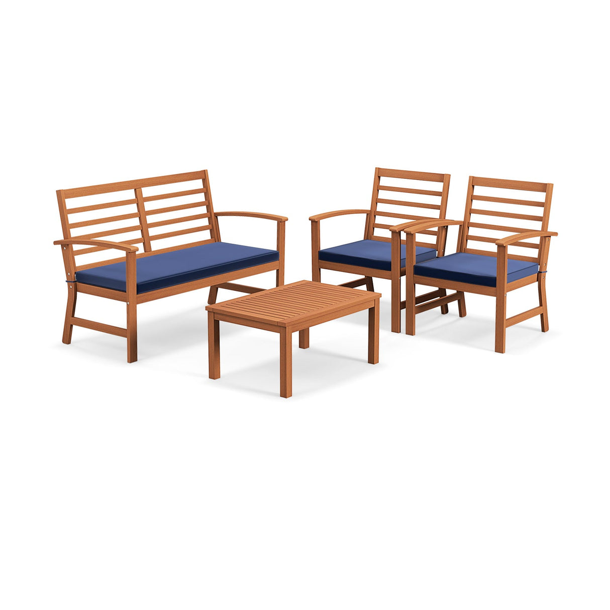 Juego de muebles de exterior de 4 piezas con estructura estable de madera de acacia