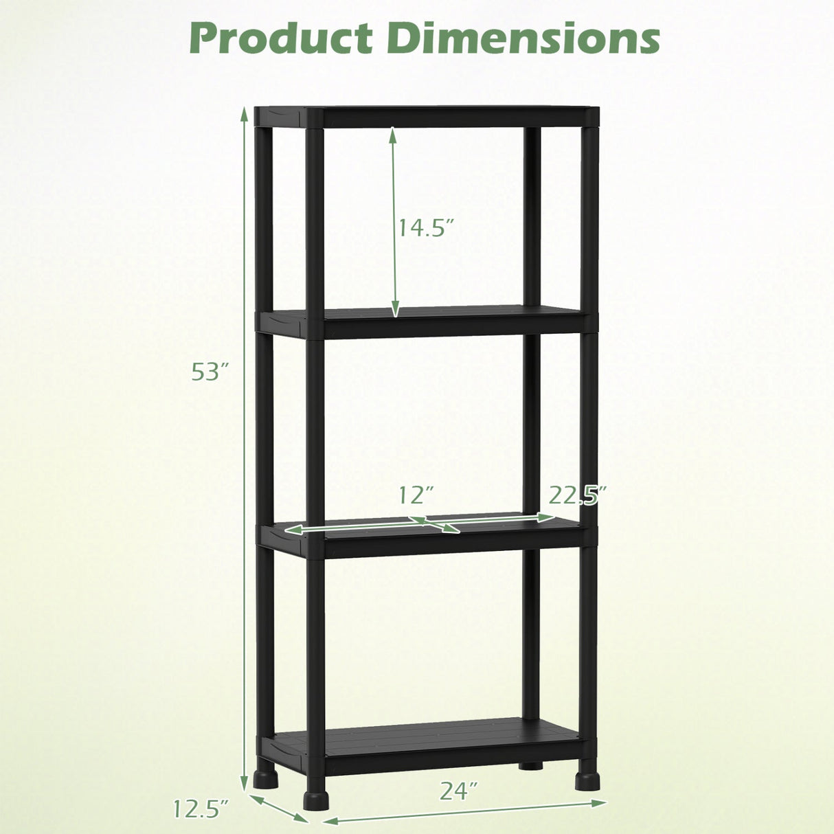 4-Tier Heavy-Duty Plastic Storage Shelves Freestanding Garage Shelving Unit