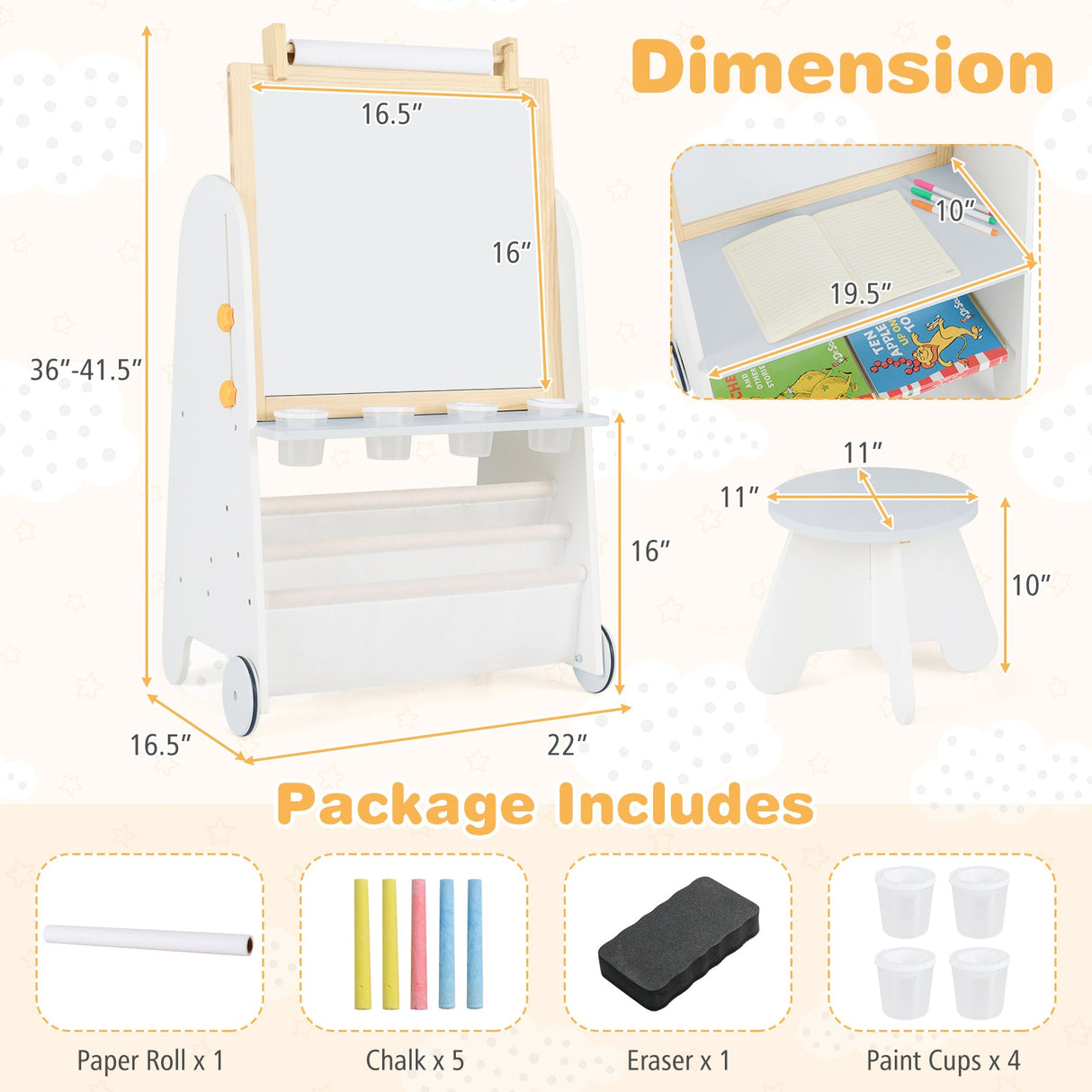 Juego de mesa de actividades 4 en 1 para niños pequeños con pizarra magnética y pizarra de tiza