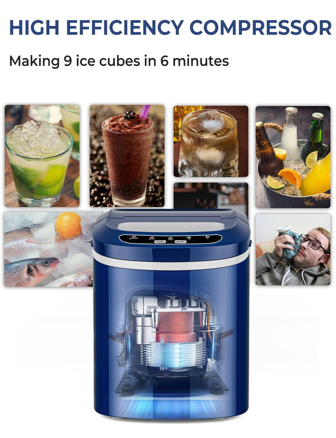 Mini máquina eléctrica portátil y compacta para hacer hielo