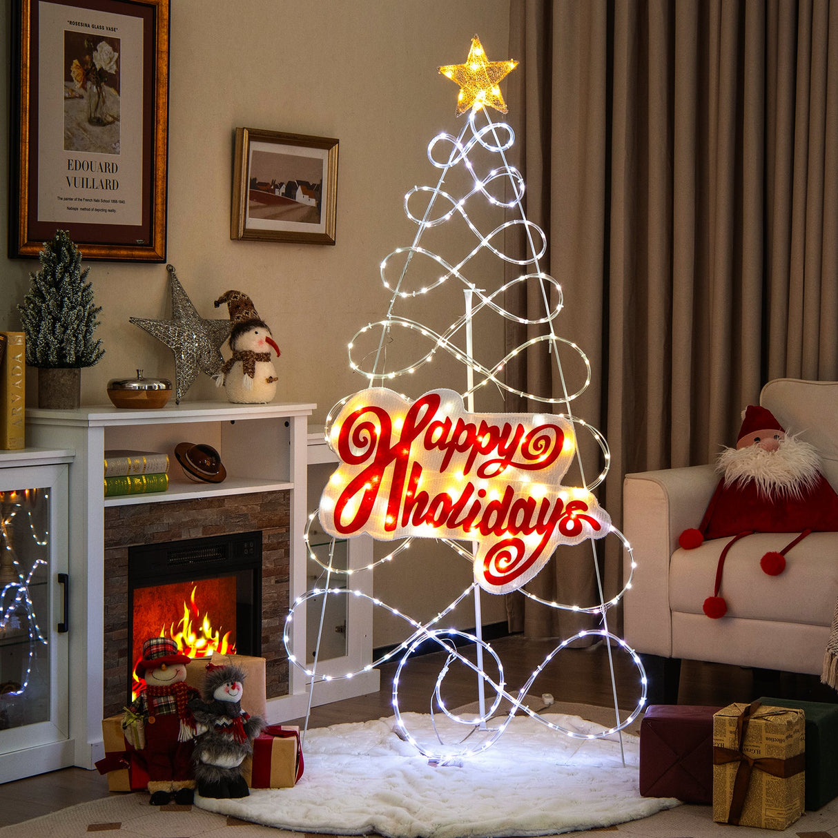 Árbol de Navidad para Exteriores de 1.7 m con 216 Luces LED y 6 Modos de Iluminación