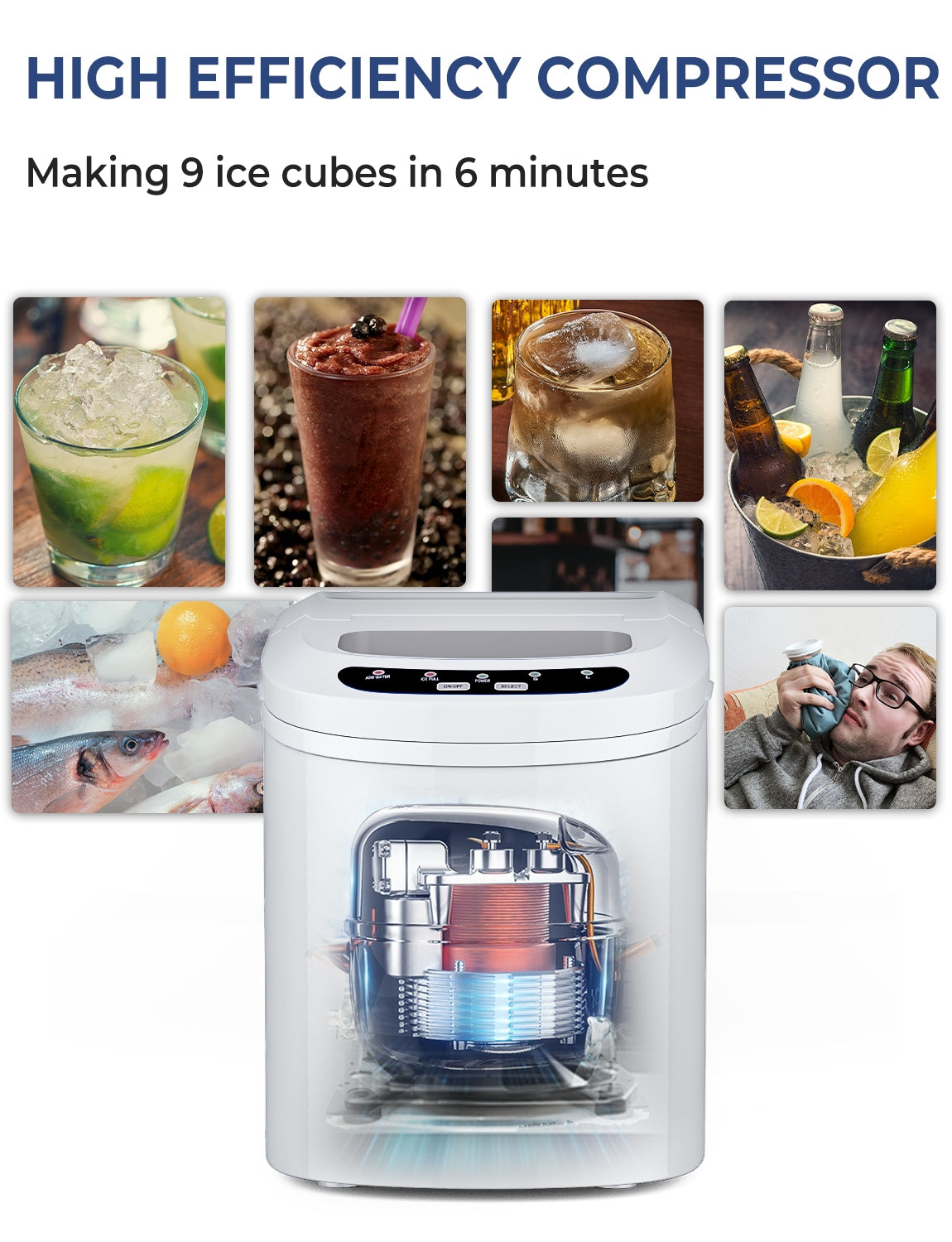 Mini máquina eléctrica portátil y compacta para hacer hielo