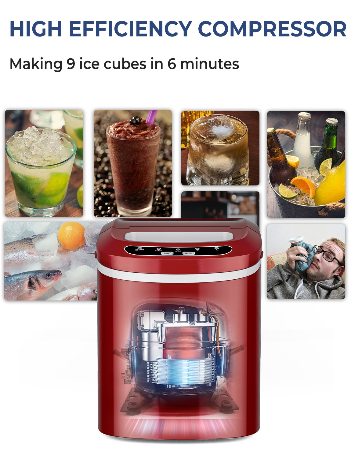 Mini máquina eléctrica portátil y compacta para hacer hielo