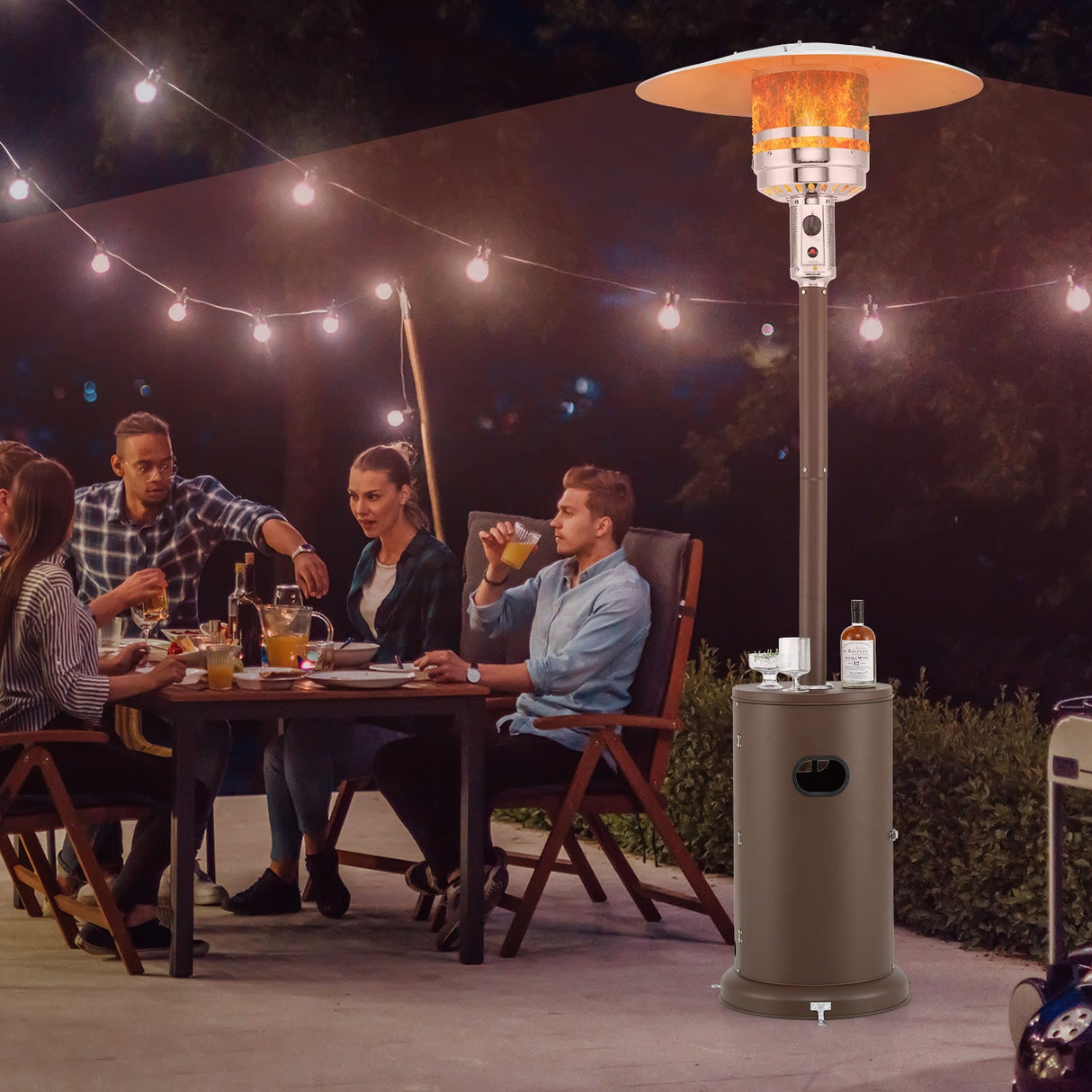 Calentador de patio de propano de 50000 BTU con diseño de mesa redonda