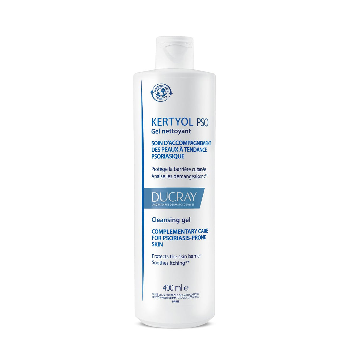 Ducray Kertyol PSO Moisturizing Cleansing Gel - Gentle Daily Face & Body Cleanser for Sensitive Skin, 13.53 fl oz