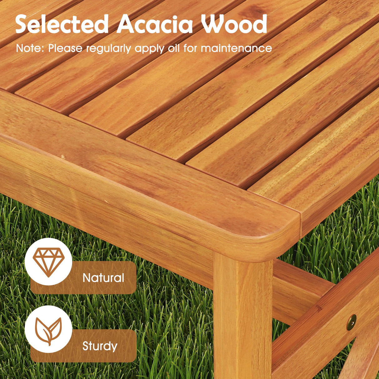 Banco de exterior de madera de acacia de 51 pulgadas con asiento de listones y capacidad de peso de 800 libras