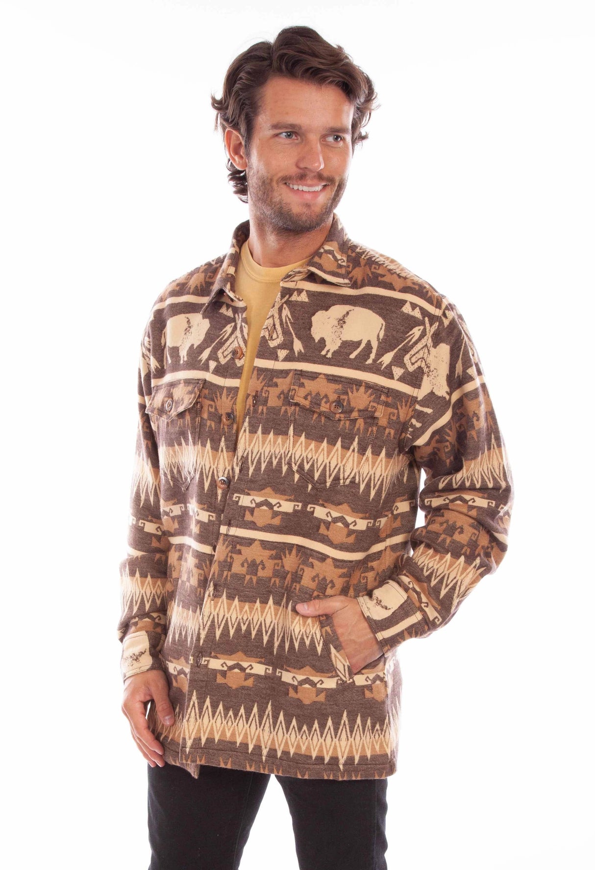 Scully Buffalo Run - Camisa Chaqueta de Franela Western para Hombre