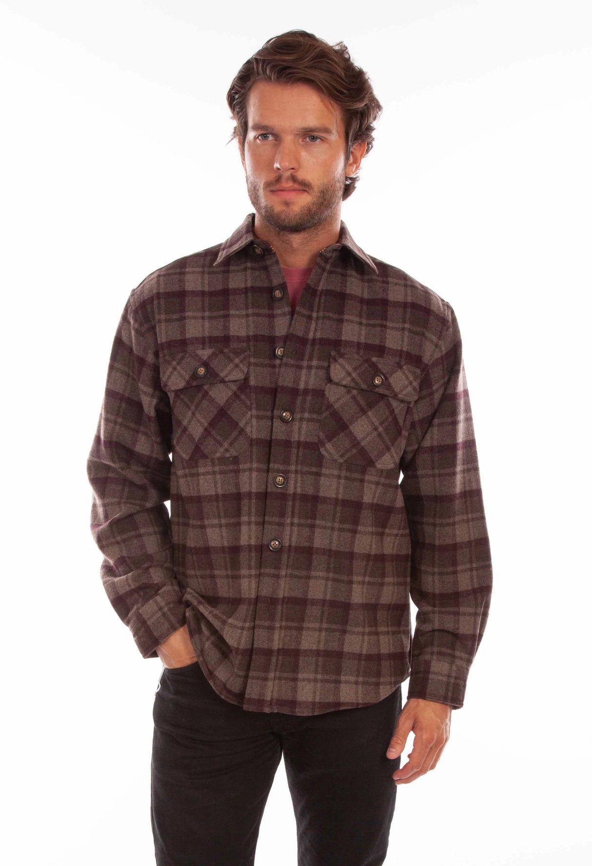 Scully Ironwood - Camisa de Franela de Lana Vaquera para Hombre