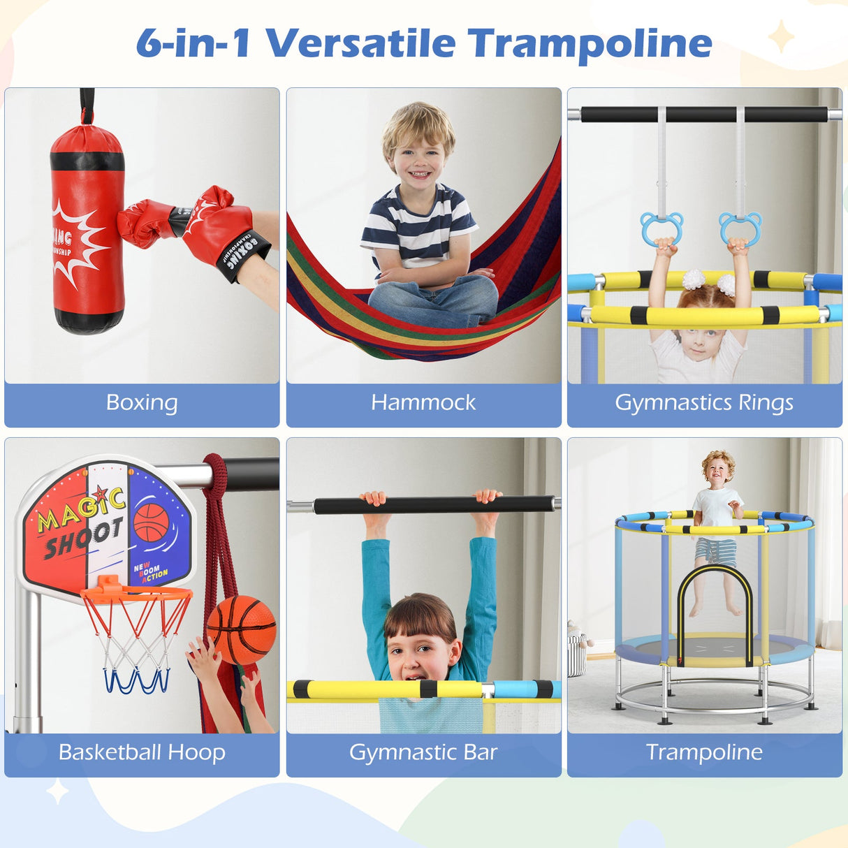 Trampolín infantil de 55" regalo para niños y niñas de 3 a 6 años