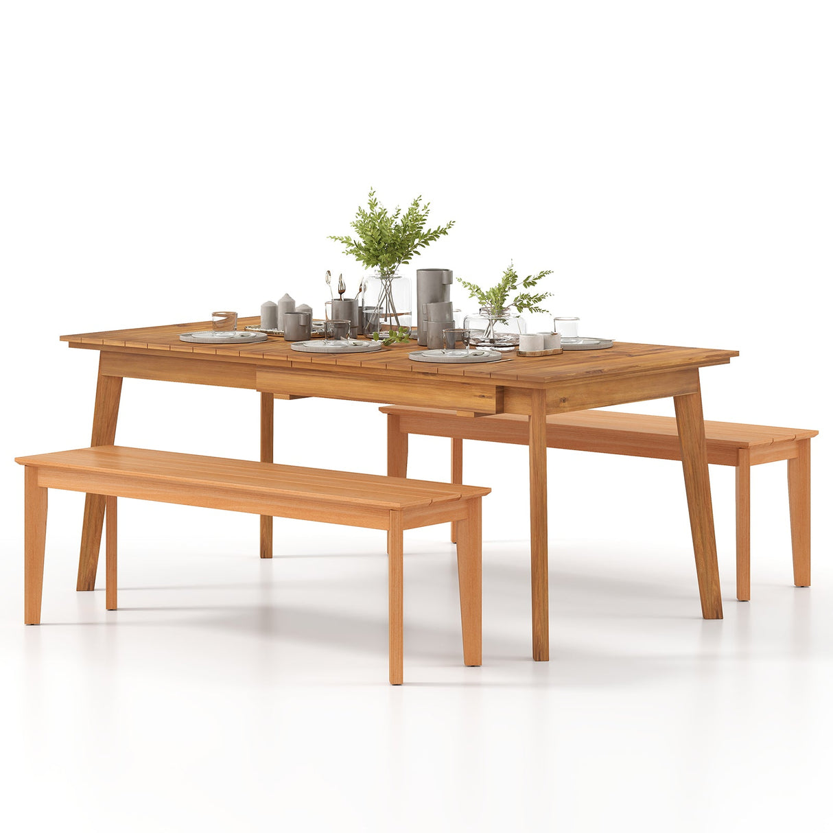 55 Inches Outdoor Teak Wood Bench with 880 LBS Weight Capacity